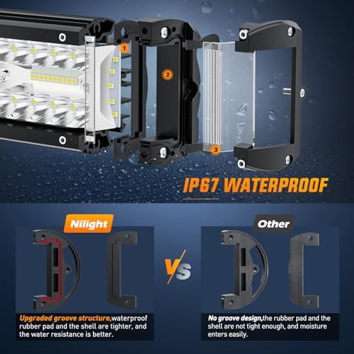 Nilight 4.3 Inch Side Shooter Light Bar Spot Flood Combo Triple Row