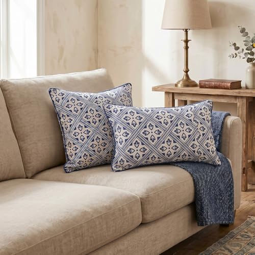 patdrea Designer Vintage Blue Throw Pillow Cover,18"x18" - Image 6