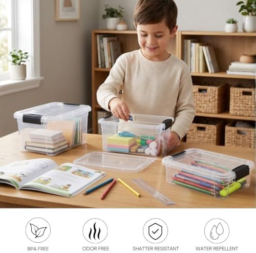 Superio 1.05 Quart Mini Clear Plastic Storage Container with Lid, Stackable Small Organizer Box for Crayons, Art Supplies, Beads, Sewing, Stationery & Food Storage, 1 Pack - Image 4