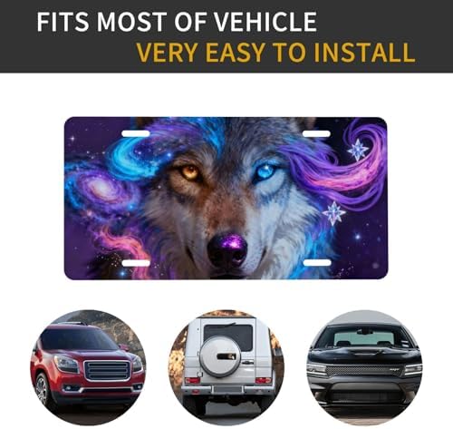 Galaxy Wolf Starry Sky Front License Plate 6" * 12" for Women