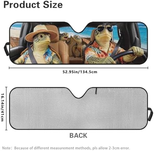Renewold Car Windshield Sunshade Window Sun Visor Summer Sunlight UV Rays Heat Sun Shade Compatible with Jeep Wrangler JK JKU JL 1997-2023 2/4 Door Funny Sea Turtle Hawaii Easy Install Cover Shield