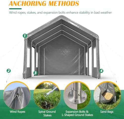 KEIKI 12x20 FT Heavy Duty Carport Canopy, Portable Outdoor Garage,Gray - Image 4