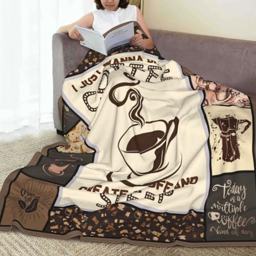 Coffee Blanket, Coffee Throw Blanket, Cafe Cup Beans Gifts Blankets Stuff Fleece Flannel Plush for Girls Women Boys Men Lovers Adults Soft Bedding Gift for Sofa Bed Office Home Decor 50"X60" - Image 6