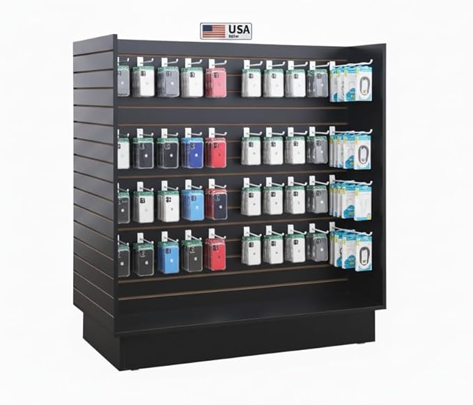 WISDOMFUR H-Unit Slatwall Gondola Display – 4 ft Black Freestanding Retail - Image 4