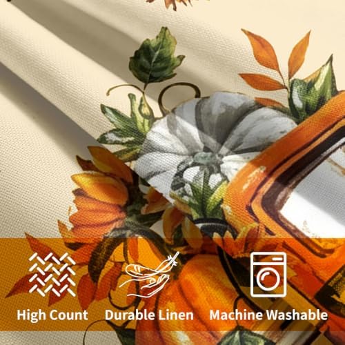 Fall Orange Truck Throw Pillow Covers 24x24 Set of 6 Buffalo Plaid Pumpkin Sunflower Thanksgiving Pillow Covers Plaid Bow Maple Leaves Pillowcase for Kitchen Sofa Cushion Outdoor Bedroom Decoration - Image 6