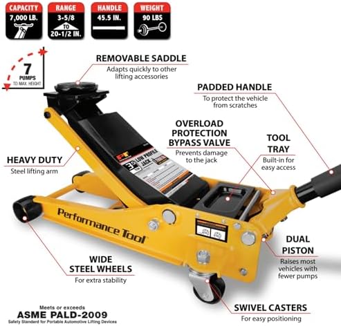 Performance Tool W1645 3.5 Ton Low Profile Swiveling Floor Jack - Image 2