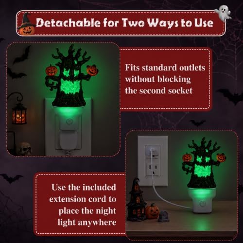 Halloween Ghost Tree Water Motion Night Light with Pumpkin Lanterns - Image 4