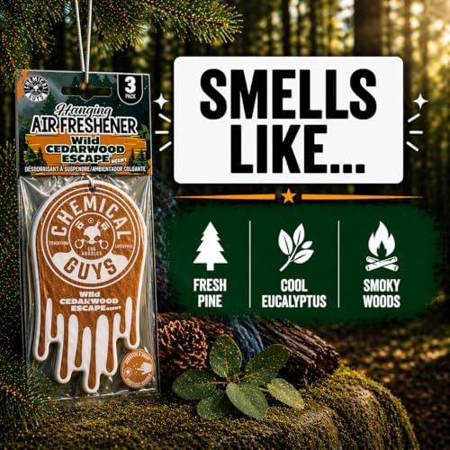 Chemical Guys, Hanging Air Fresheners, Wild Cedarwood Scent, 12 Pack, Cars - Image 4