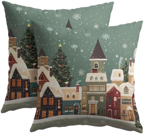 Winter Christmas House Pillow Covers 18x18 Set of 2 Highly Absorbent by Unknown