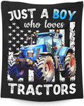 Tractor Blanket for Boys, Cute Farm Trucks Throw Blanket Gifts for Kids Teens Truck Lovers, 50x60 Inches Black Soft Flannel Car Blankets for Couch Sofa,Tractor Decor for Bedroom by SHARECOLOR