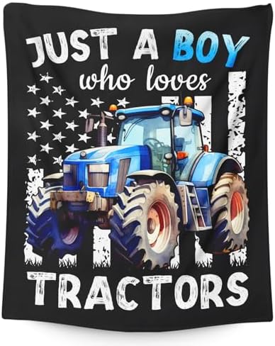 Tractor Blanket for Boys, Cute Farm Trucks Throw Blanket Gifts for Kids Truck Lovers, 30x40 Inches Black Soft Flannel Car Blankets for Couch Sofa,Tractor Decor for Bedroom by SHARECOLOR