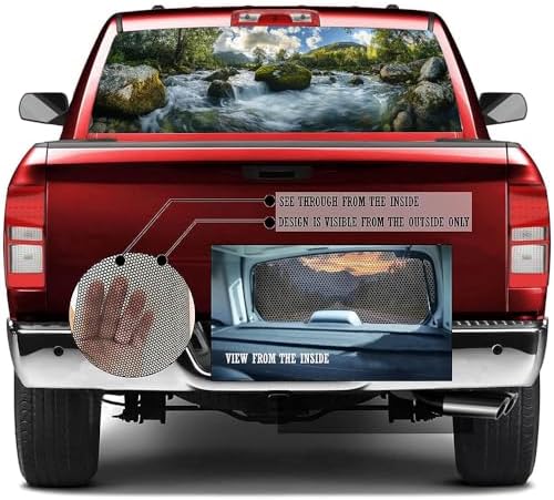 Beautiful River Pickup Truck Decals Rear Window, Natural Stream Stones Moss Abstract Forest Automotive Decals and Graphics Rear Window Decals for Trucks, Car Window Decal Sticker 66 x 22 inch