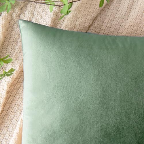 VAKADO Throw Pillow Covers Decorative 22X22 Set of 2 Sage Green Outdoor Decor Couch Cushion Covers Euro Pillowcases Home Bed Decoration for Sofa Bedroom Office - Image 2