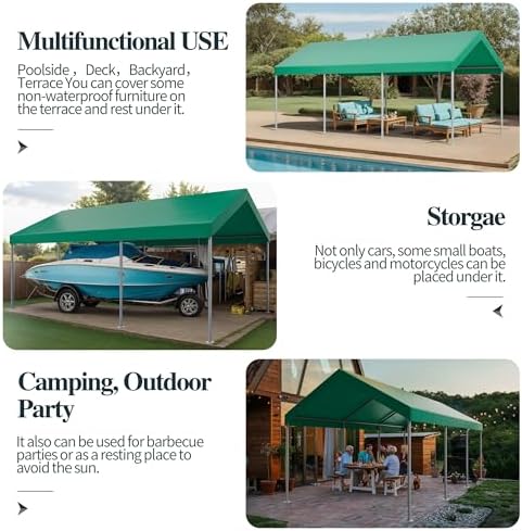 Shintenchi 10x20 FT Heavy Duty Carport,Green - Image 4