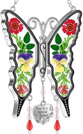 KY&BOSAM Butterfly Suncatcher You`re a Special Friend Gift Glass Suncatchers for Window Hanging Wind Chime Ornament with Pressed Real Flower and Heart Charm Birthday Gift for Mother`s Day Valentine`s by KYBOSAM