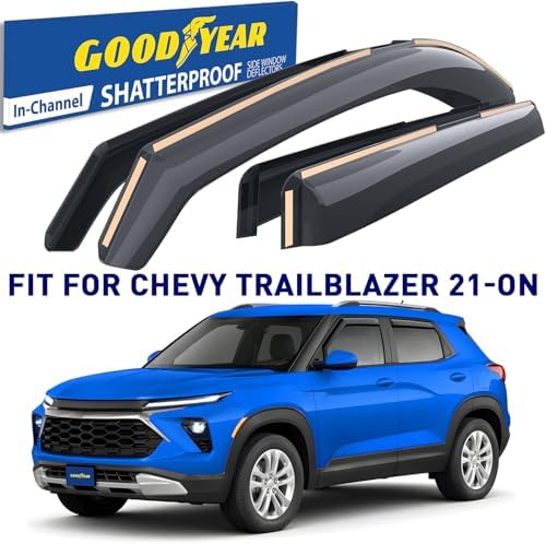 Goodyear Shatterproof in-Channel Window Deflectors for Chevrolet (Chevy) Trailblazer 2021-2026, Rain Guards, Window Visors for Cars, Vent Deflector, Car Accessories, 4 pcs - GY009012