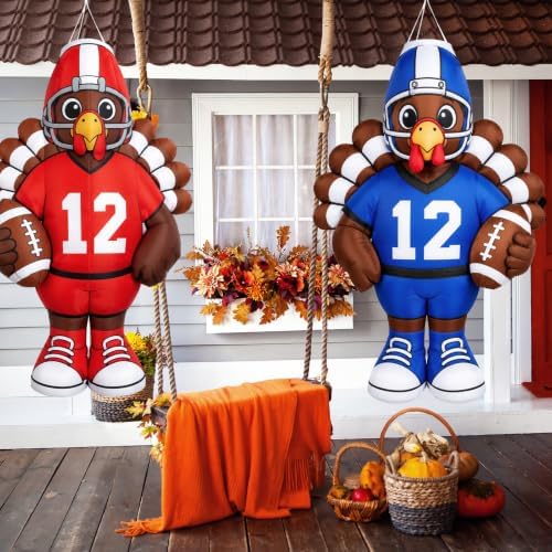 Copkim 4 Pack Thanksgiving Windsocks, Football Turkey Outdoor Hanging Decor - Image 4