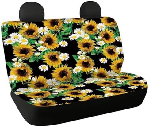 Car Rear Seat Covers Auto Interior Decor, Daisy Sunflower Back Seat Protector Covers Universal Fit Almost Vehicle Cars Truck SUVs