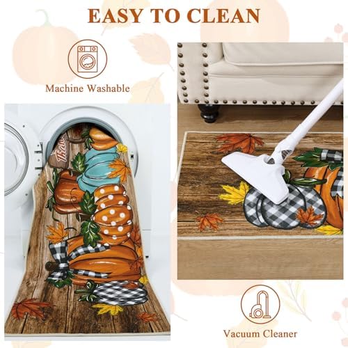 U'Artlines Fall Pumpkin Kitchen Rugs with Runner Sets 3 Piece,Washable - Image 6