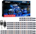 Nilight 8PCS Motorcycle RGB Led Light Kit Waterproof Multi-Color Atmosphere Lights Lamp with 4Key RF Wireless Remote for Harley Davidson Honda Kawasaki Suzuki, 2 Years Warranty (TL-42)