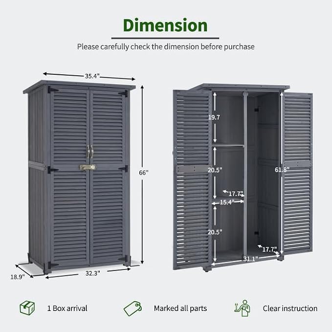 MCombo Outdoor Storage Cabinet, Wooden Storage Shed - Image 3