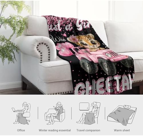 Jekeno Cheetah Print Blanket Gifts, Just a Girls Theme 50"x60" - Image 6
