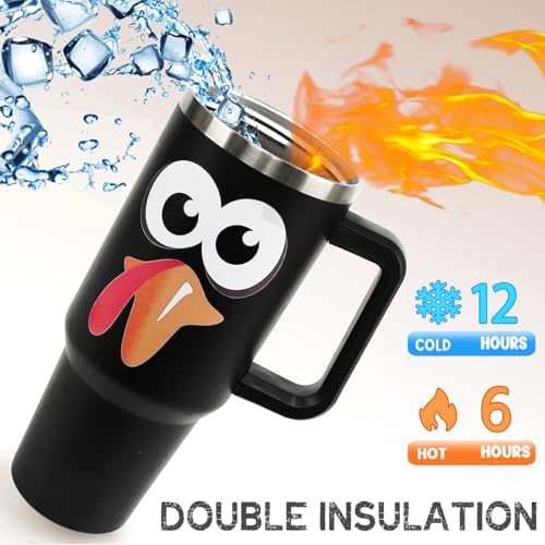 Thanksgiving Tumbler 40 oz Fall Cup Funny Turkey Coffee Travel Mug Stainless Steel Insulated Cups Fall Water Bottle Thanksgiving Decor Gifts for Women - Image 3