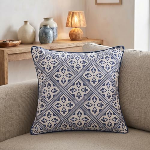 patdrea Designer Vintage Blue Throw Pillow Cover,18"x18" - Image 2