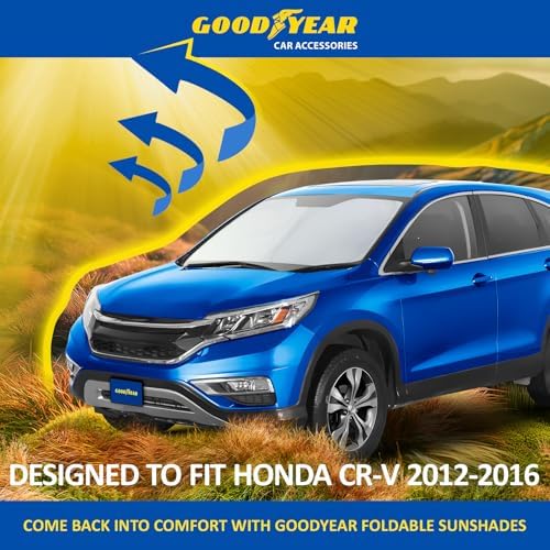 Goodyear Foldable Windshield Sunshade for Honda CR-V (CRV) 2012-2016, SUV car Accessories, Sunshade Cover, Sun Shade Car Windshield, Window Sun Blocker - GY008282