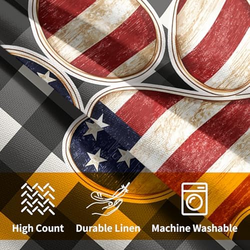 4th of July Pillow Covers 24x24 Set of 2, Patriotic Throw Pillow Covers Independence Memorial Day Pillowcase, Summer Plaid Decorative Fourth of July Cushion Case Couch for Indoor Outdoor Home Decor - Image 6