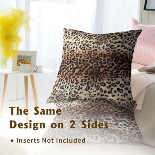 Sweetshow Brown Leopard Pillow Cover 12x12 Inches Cheetah Throw Pillows Set of 2 Soft Cotton Leopard Print Decorative Throw Pillow Covers for Home Couch Sofa Bedroom Livingroom - Image 5