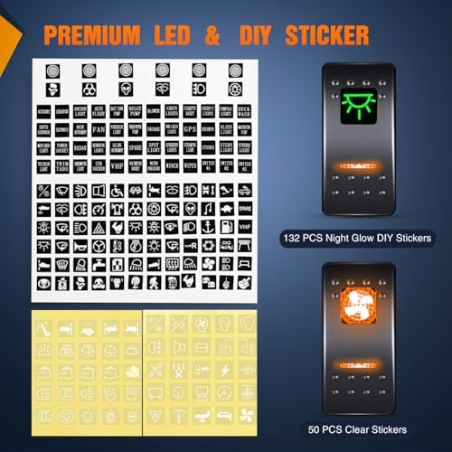 Nilight 5 Gang Rocker Switch Panel w/Orange LED Light 5Pin ON Off Pre-Wired