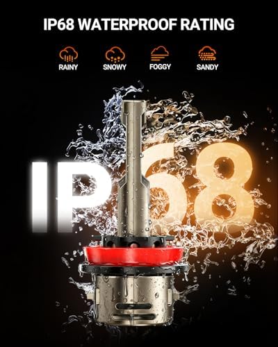 SEALIGHT 2026 Upgrade H11/H8/H9 Light Bulb, 1200% 70000LM Super Bright 6500K Built-in Driver, H11 Bulb 360° Adjustable Plug-N-Play, IP68 Waterproof, Pack of 2
