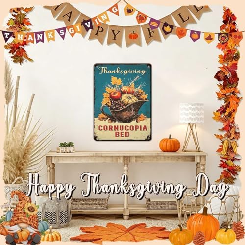 Pumpkin Retro Tin Sign Thanksgiving Metal Wall Art for Front Porch Kitchen Dining Room Fireplace 12x16Inch - Image 5