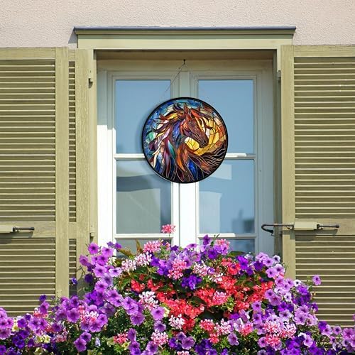 Stained Glass Window Hanging, Horse Sun Catchers Diamond Glass Panel Hangings Abstract Suncatcher Decor for Birthday for Women, Men, Wife, Aunt, and Mom 9.8 in - Image 6