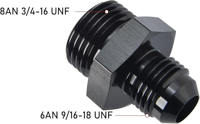 6AN Male Flare to 8AN ORB O-ring Boss Fuel Pump Rail Adapter Fitting Aluminum - Image 2