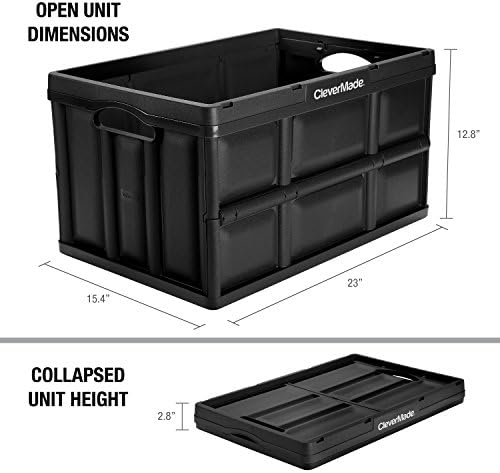 CleverMade Collapsible Storage Bins, 46L 1 Pack, 75 lb Stackable, Obsidian - Image 3
