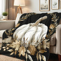 Fall Blankets and Throws White Pumpkin Print Blanket for Couch Bed Room Home Autumn Harvest Flannel Throw Thanksgiving Decor Gifts (49"x59") by Hunxiaoj