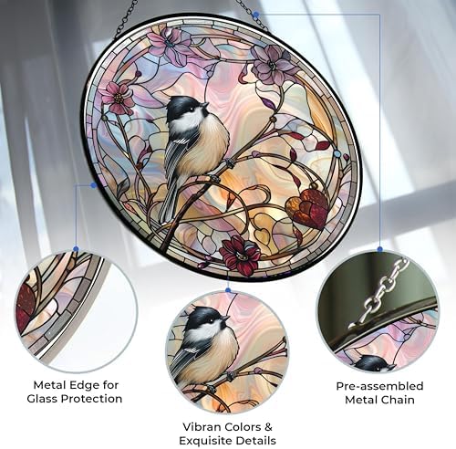 Easter Chickadee Stained Glass Suncatcher Stained Glass Window Hanging Home Decor Garden Halloween Christmas Wedding Housewarming Gifts - Image 3