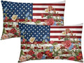 4th of July Pillow Covers 12x20 Set of 2, Patriotic Throw Pillow Covers Independence Memorial Day Pillowcase, Summer Floral Decorative Fourth of July Cushion Case Couch for Indoor Outdoor Home Decor by Trongr