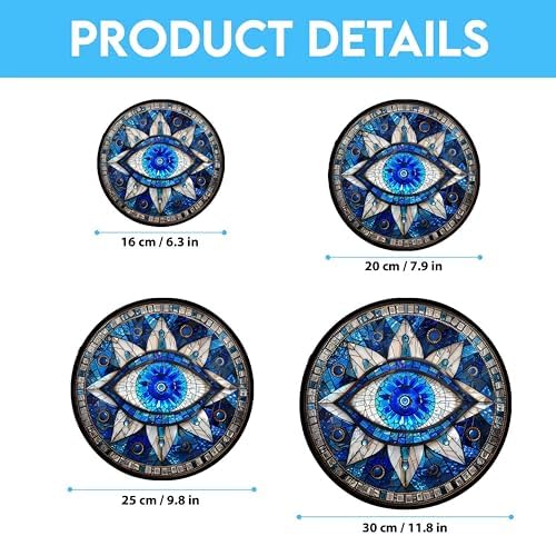 Evil Eye Stained Glass Window Hangings, Cat Butterfly Sunflower Handcrafted Stained Glass Suncatchers, Gift for Cat Lovers Nature Lovers (12”x12”) - Image 6