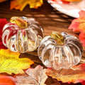 Domensi 2 Pcs Glass Pumpkin Figurines Thanksgiving Fall Decor,Transparent by Domensi