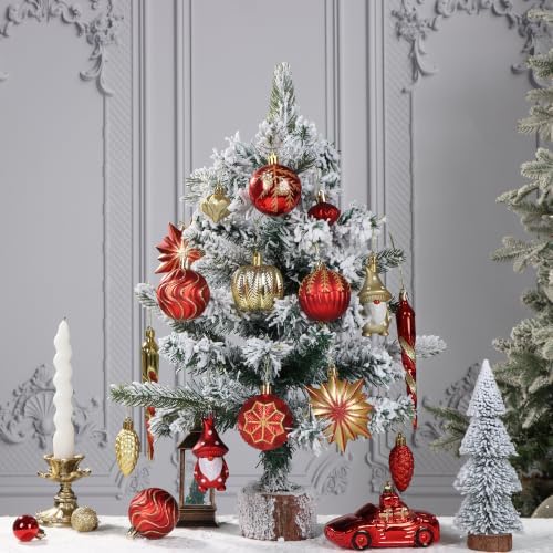 Red & Gold Fall Christmas Tree Ornaments Farmhouse Thanksgiving Decorations - Image 5