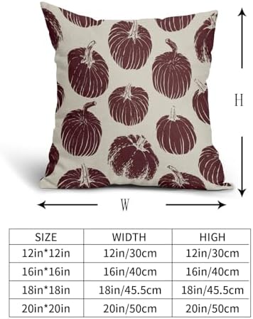 Burgundy Red Pumpkin Fall Pillow Covers 18x18 Set of 2 Autumn Harvest Print Thanksgiving Decorative Throw Pillows Outdoor Farmhouse Cushion Case Seasonal Decor for Couch Sofa Bed - Image 5