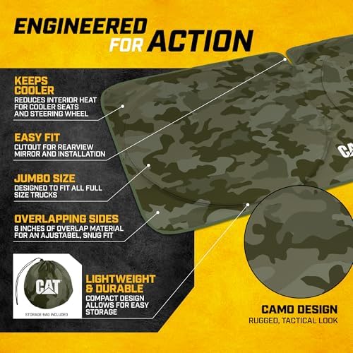 Windshield Sun Shade for GMC Sierra 1500 2014-2018, Foldable Truck Sunshade, UV Heat Blocker, Front Window Sun Shield, Interior Protection, Keeps Cab Cool, Heavy Duty Truck Accessory - Green Camo