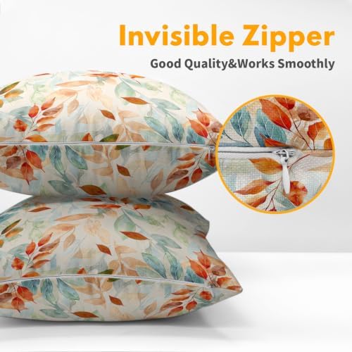 Fall Maple Leaves Pillow Covers Orange 22x22 Set of 2 Highly Absorbent - Image 5