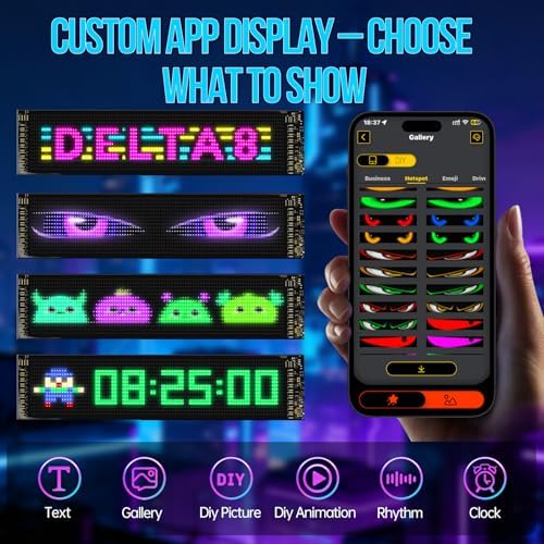 2PCS Devil Eyes Light For Windshield, 23"x5" LED Eyes Dual Screen 100% Sync, App/Remote Control, Custom Text & Graphics LED Light Sign for Car Truck SUV