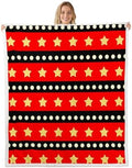 Castle Fairy Movie Throw Blanket Star Dots Stripe Fleece Flannel Blankets Kids Boys Girls Room Decor Theater Retro Style Bed Blankets for Bed Sofa Couch Red Yellow Black Plush Blanket Throw 50"x60" by CastleFairy