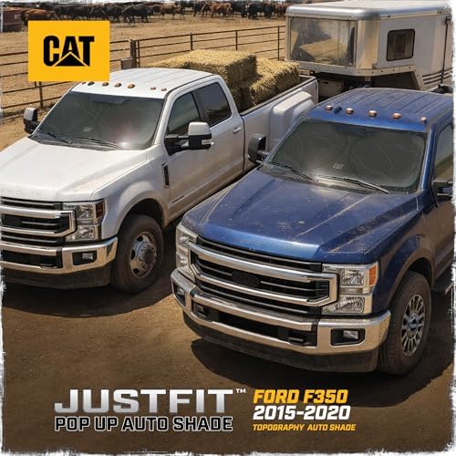 Windshield Sun Shade for Ford F-350 2015-2020, Foldable Front Window Sunshade, UV Heat Blocker, Interior Protection Sun Shield, Keeps Truck Cab Cool, Heavy-Duty Truck Accessory - Charcoal