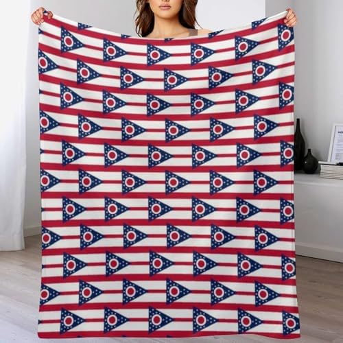 Socira Ohio Flag State Blanket Throw Blanket Ohio Flag State Gifts for Women Men Soft Sofa Throws for Travel Camping Bed Home Decor Car Birthday Gift 60"*80"（150 * 200cm） - Image 2